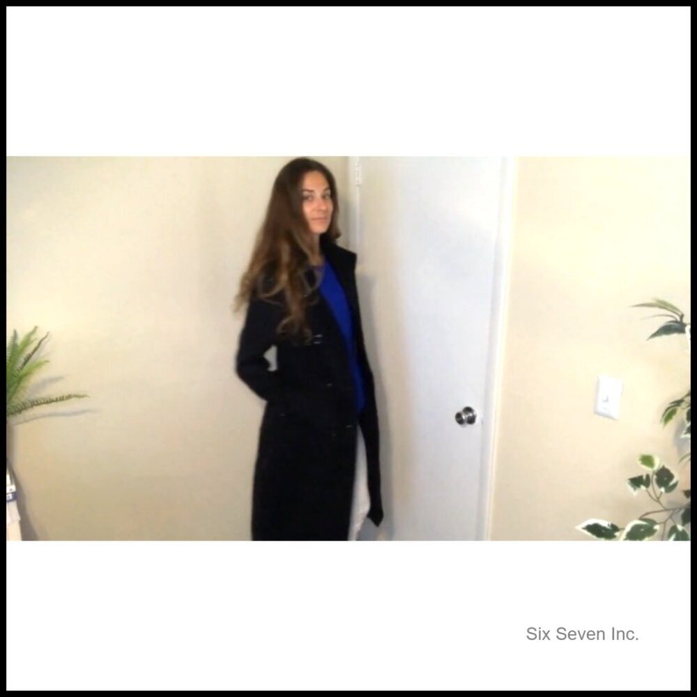 Wool Pea Coat with Belt, Double Breasted, Fitted Flared Overcoat for Winter - Picture 7 of 7